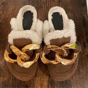 JW Anderson Shearling Chain Link Mules 39